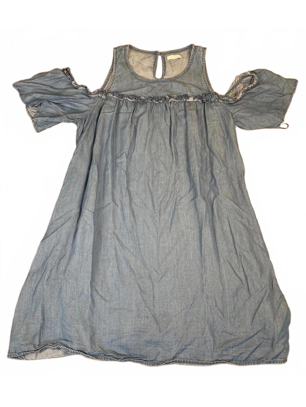 LC Lauren Conrad Light Blue Denim Cold Shoulder Dress Large